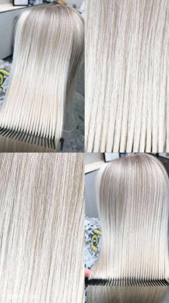 Šaltas platininis blondas — plaukų darbas Klaipėdoje, Seaside Hair Master